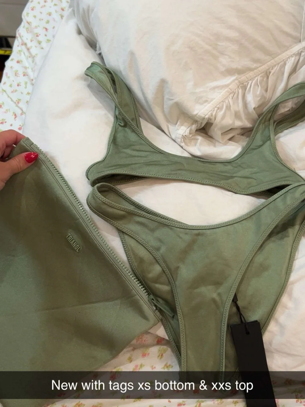 triangl swimwear Olive Green Scoop Bikini Top & High-Cut Bottom Set